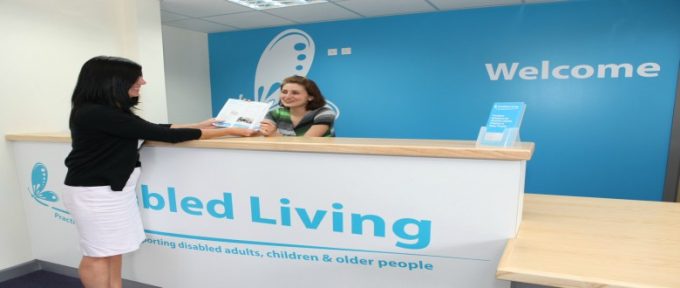 Disabled Living reception with carmel and receptionist