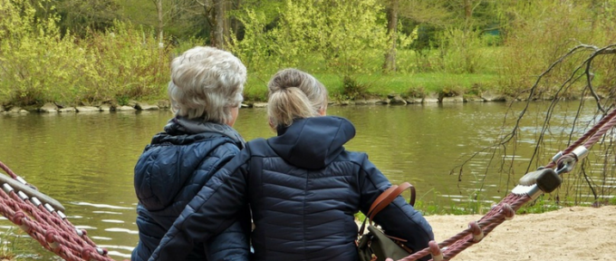 ladies looking over the lake