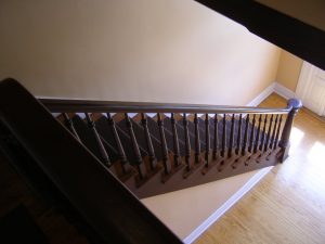 brown wooden empty stair case