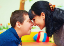 mother and son with cerebral palsy