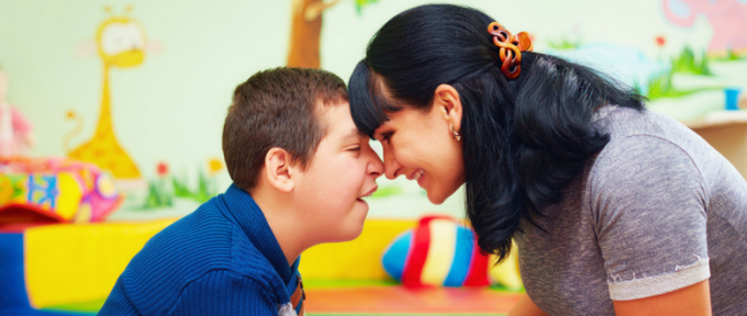 mother and son with cerebral palsy