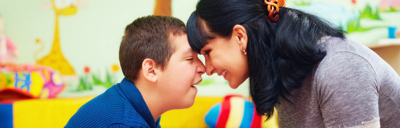 mother and son with cerebral palsy