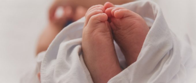 close up of baby's feet