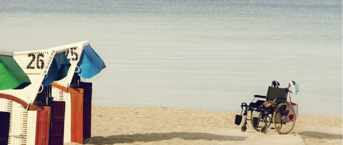 wheelchair by the sea