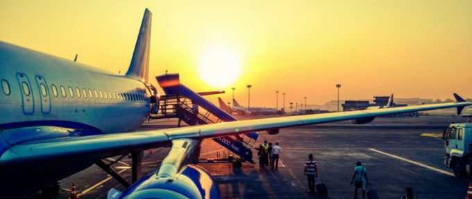 aeroplane with sunny sky