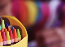 close up of crayons with blurred background