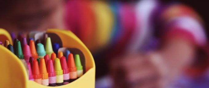 close up of crayons with blurred background