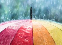 colourful umbrella in the rain