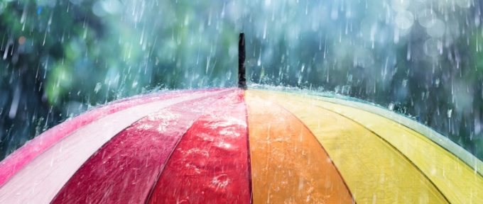 colourful umbrella in the rain