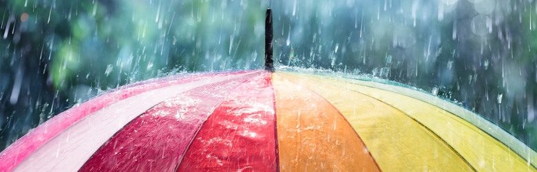 colourful umbrella in the rain