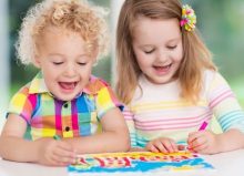 little boy and girl enjoying art at home