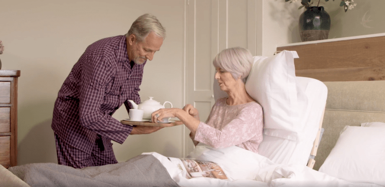 lady in adjustable bed