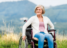 woman in wheelchair outside