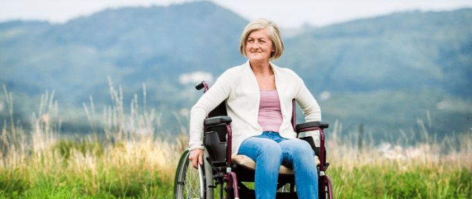 woman in wheelchair outside