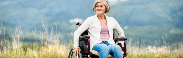 woman in wheelchair outside