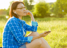 woman listening to audiobooks