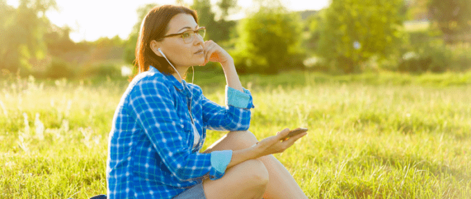 woman listening to audiobooks