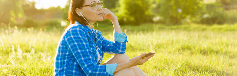 woman listening to audiobooks