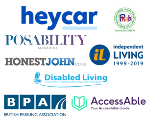 supporting charities - AccessAble, Phab, Independent living, Honest John, Disabled Living, heycar, Posability magazine, BPA